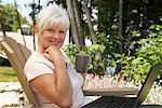 Woman with Laptop Outdoors