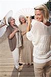 Women Posing for Picture on Boardwalk