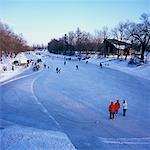 Ice Skating on the Assomption River, Joliette, Quebec, Canada