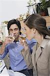 Couple drinking white wine