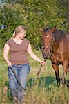 Farmer Leading Horse