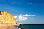 People at Beach, West Bay, Jurassic Coast World Heritage Site, Dorset, England