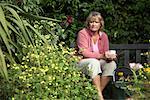 Woman Sitting in Garden