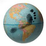 Globe with footprint