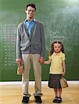 Father and Daughter in Classroom