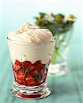 Fontainebleau with strawberries and rosemary