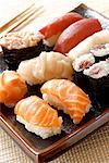 Tray of sushi and maki