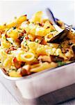 penne pasta bake with aubergine and chicken