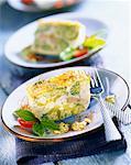 terrine de la baie de Dublin, ris de veau, le brocoli et crème d'avocat