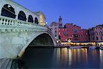 Rialto Bridge and Grand Canal at night, Venice, Italy