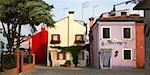 Maisons à Burano, la lagune de Venise, Italie