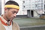 Close-up Portrait of Man Wearing Headband