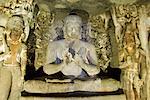Statue of Buddha in a cave, Ajanta, Maharashtra, India