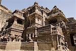 Old ruins of a temple, Ellora, Kailash temple, Aurangabad, Maharashtra, India