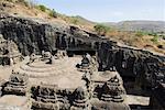 Old ruins of a temple, Kailash Temple, Ellora, Aurangabad, Maharashtra, India