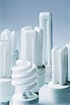 Close-up of compact fluorescent light bulbs