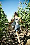 Children Running through Cornfield