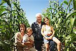 Portrait de famille étendue agricole