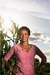 Portrait of Woman in Front of Cornfield