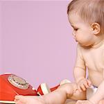 Baby with Rotary Telephone