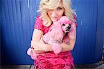 Portrait of Woman with Pink Poodle