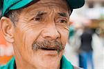 Close-up of a senior man looking serious