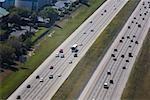 Aerial view of vehicles moving on a multiple lane highway, Interstate 4, Orlando, Florida, USA