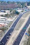 Aerial view of vehicles moving on multiple lane highways, Interstate 4, Orlando, Florida, USA