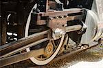 Close-up of a train wheel on a railroad track, Church Street Station, Orlando, Florida, USA