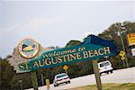 Panneau sur le bord de la route, Saint Augustine Beach, Floride, États-Unis