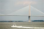 Hängebrücke über einen Fluss, Cooper River Bridge, Cooper River, Charleston, South Carolina, USA