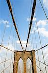Low angle view of a bridge, Brooklyn Bridge, New York City, New York State, USA