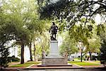 Statue in a park, James Edward Oglethorpe Monument, Chippewa Square, Savannah, Georgia, USA