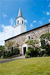 Vue d'angle faible d'une église, église de Mokuaikaua, Kailua-Kona, Kona, archipel de Big Island, Hawaii, USA