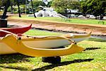 Kayaks in a park, Honolulu, Oahu, Hawaii Islands, USA