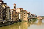 Rivière en face des bâtiments, Ponte Alle Grazie, fleuve Arno, Florence, Toscane, Italie