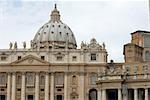 Statues on the wall of a church, St. Peter's Square, St. Peter's Basilica, Vatican, Rome, Italy