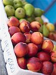 Close-up of fruits in fruit cartons, Providencia, Providencia y Santa Catalina, San Andres y Providencia Department, Colombia