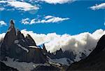 Clouds over mountains, Cerro Torre, Argentine Glaciers National Park, Mt Fitzroy, Chalten, Southern Patagonian Ice