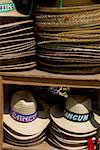 Straw hats in a store, Cancun, Mexico