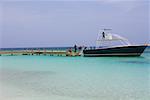 Tourboat im Meer, West Bay Beach, Roatan, Bay Islands, Honduras