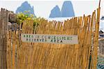 Close-up of an information board on a wooden fence, Capri, Campania, Italy