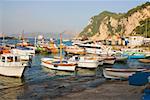 Bateaux à quai, Marina Grande, Capri, Campanie, Italie