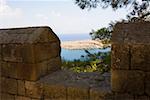 Ruines d'un mur fortifié, Rhodes, îles du Dodécanèse, Grèce