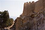 Low angle view of a fortress, Rhodes, Dodecanese Islands, Greece