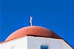 Vue en coupe haute d'une église, Mykonos, Iles Cyclades, Grèce