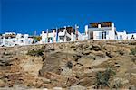 Low angle view of buildings, Mykonos, Cyclades Islands, Greece