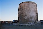 Alte Ruinen eine traditionelle Windmühle, Mykonos, Kykladen, Griechenland