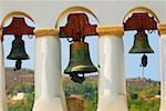 Bells hanging in a church, Monastery of St. John the Divine, Patmos, Dodecanese Islands, Greece