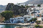 Buildings at the waterfront, Skala, Patmos, Dodecanese Islands Greece